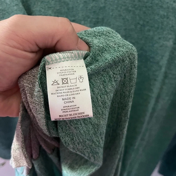 Larace Womens long sleeve tunic green gray size 2X cozy relaxed color block - Picture 6 of 7